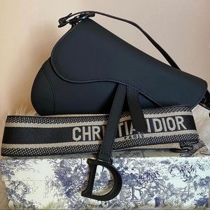 Dior black matte saddlebag